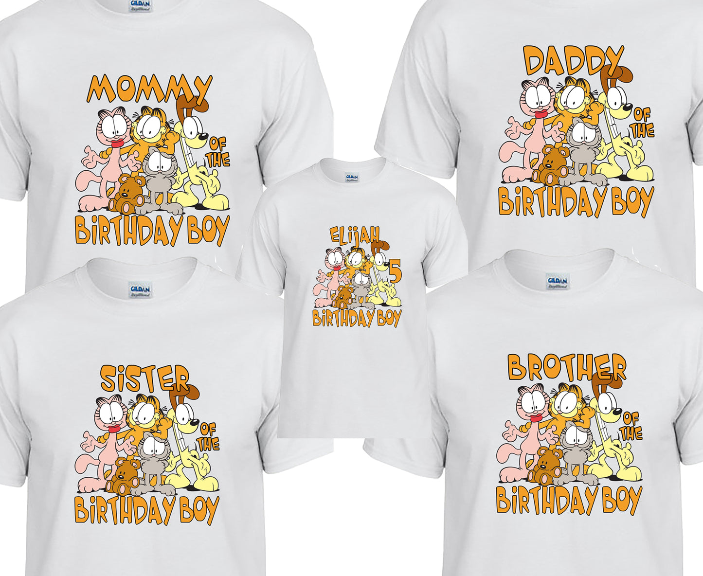 Garfield and Friends Personalized Birthday T-shirts. Family Shirts.