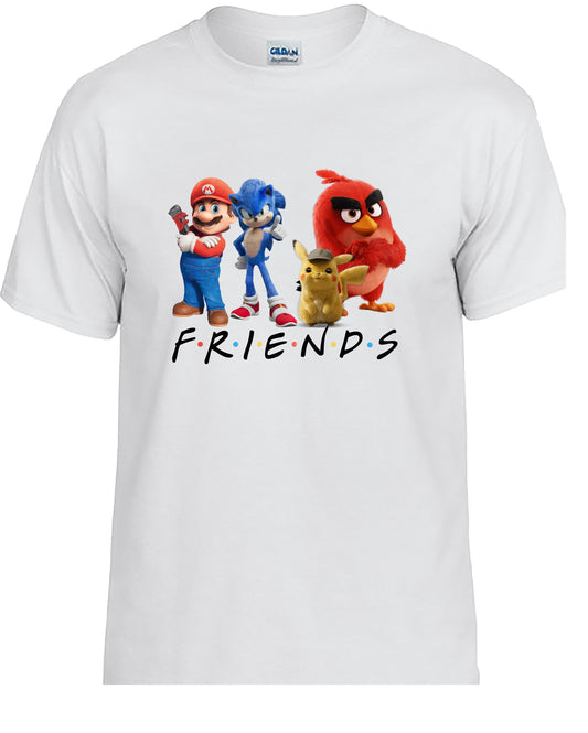 Friends Casual Wear Featuring Mario, Sonic, Pikachu, and Red the Angry Bird.