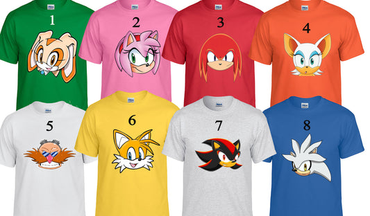 Sonic Face Family T-Shirt, Casual, Party.
