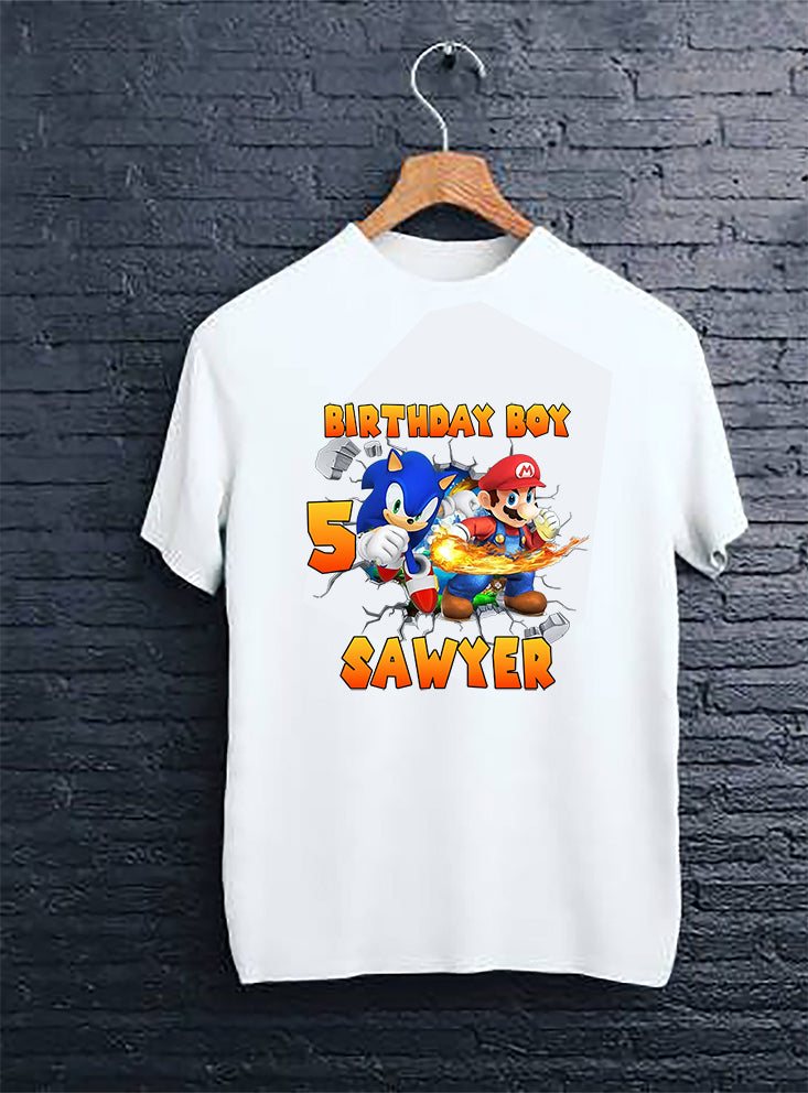 Mario And Sonic Birthday Personalized T-shirt.