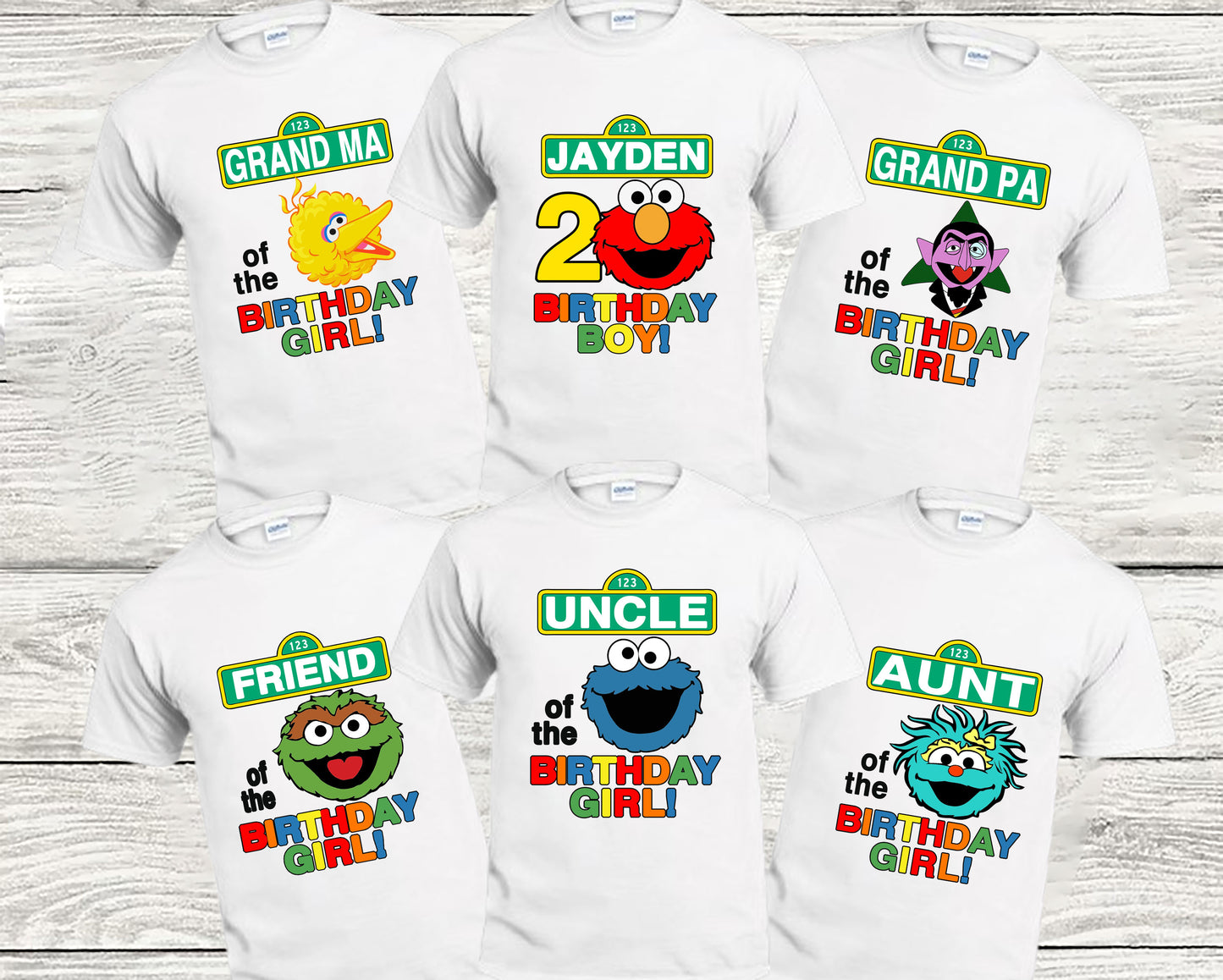 Sesame Street Face Customizable Birthday T-Shirt.
