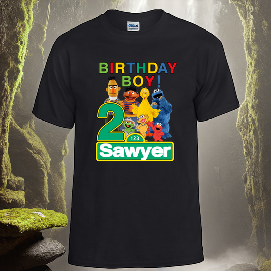 Character Family Birthday Shirt, Custom Street Family Birthday T-shirt, Matching Party Outfits for Mom Dad Kid, Personalized Birthday Tee