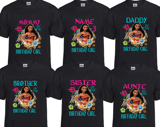 Enchanting Moana Birthday T-Shirt Personalized Disney Princess Party Apparel for Kids' Special Day