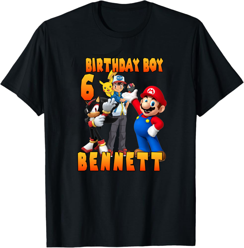Sonic, Mario, and Pokemon Birthday Tee.