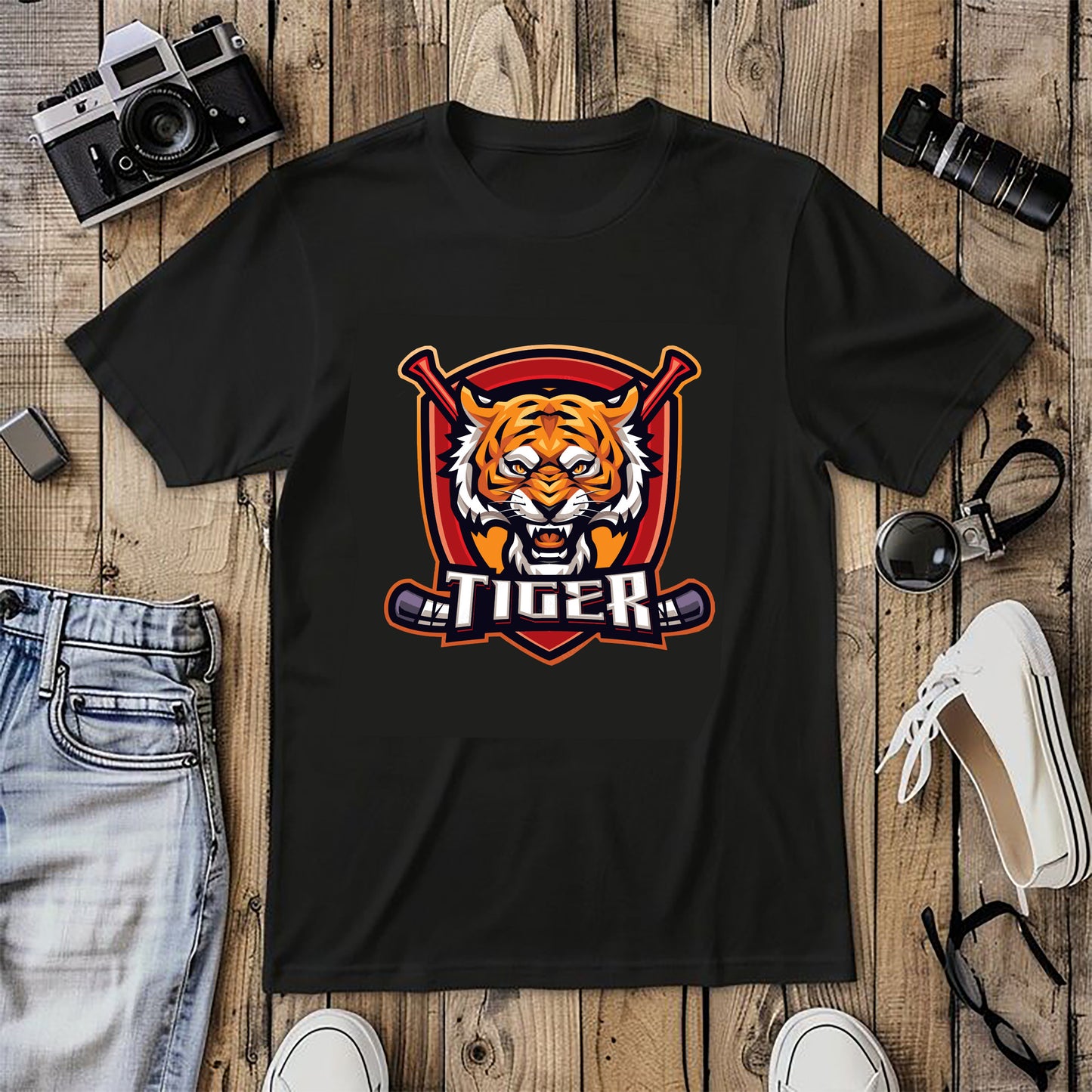 Tiger tee for casual wear or party, fun, casual.