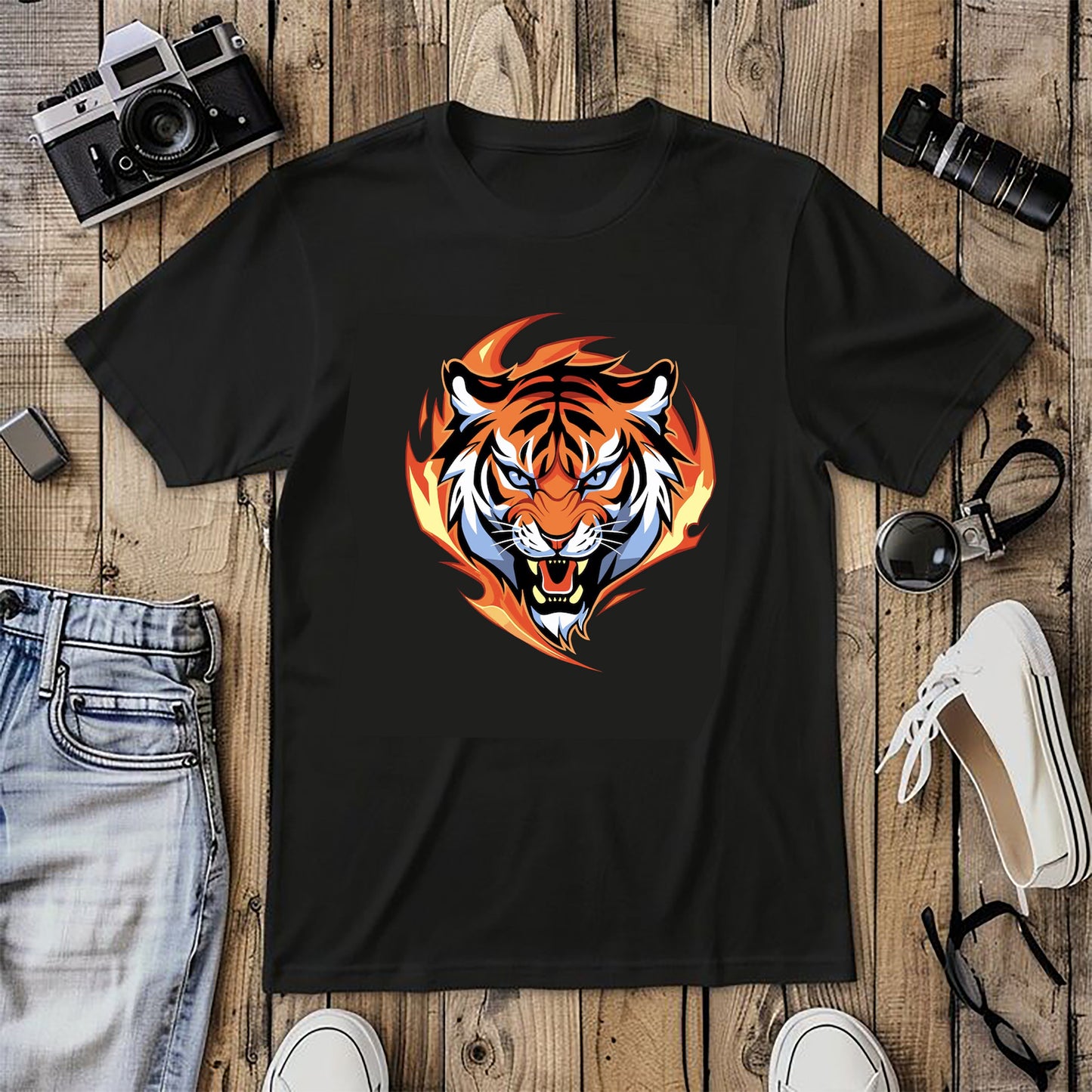 Tiger tee for casual wear or party, fun, casual.