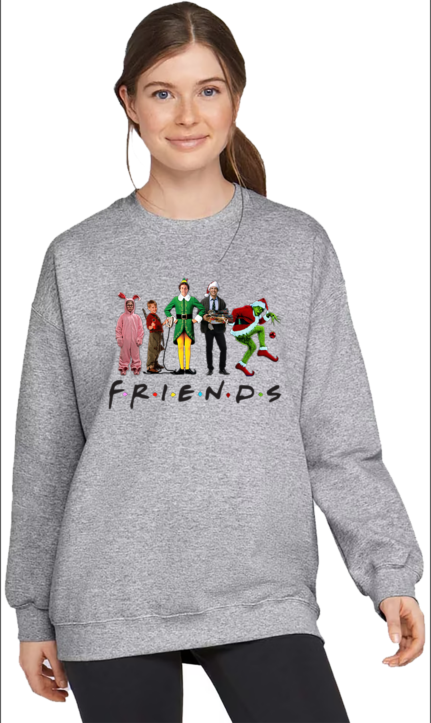 Friends Crewneck Grinch, Elf, home alone.