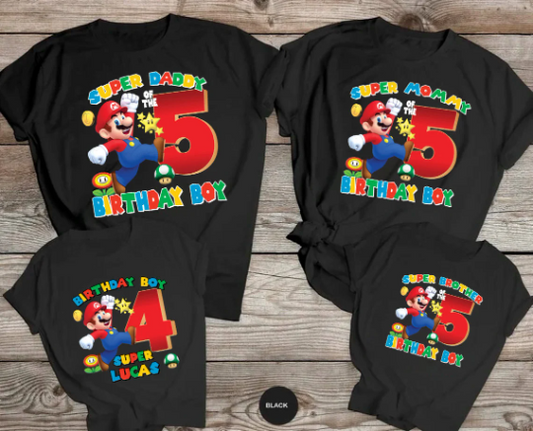 Personalized Super Mario Birthday Shirt