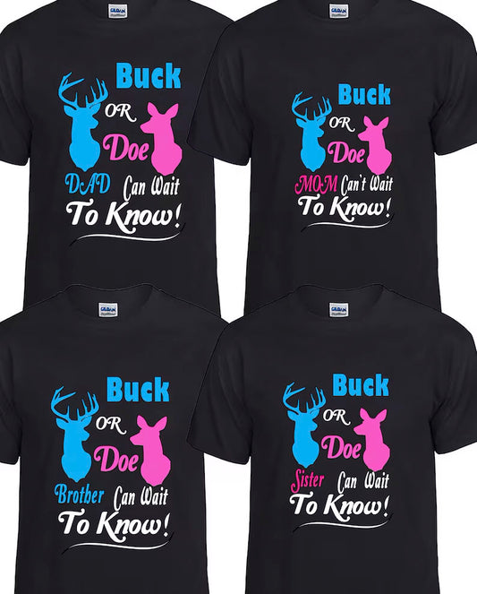 Is It A Buck or A Doe Personalized Couple/Family Shirt, Deer, Gender Reveal Party.