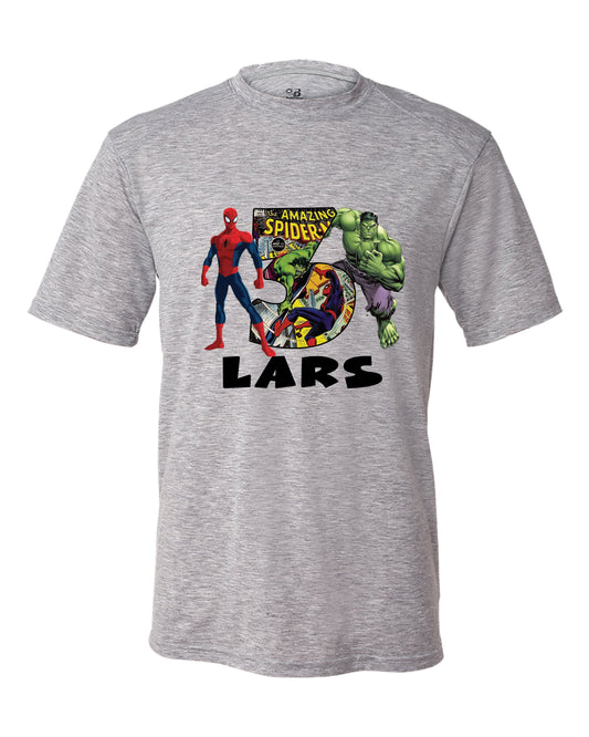 Hulk and Spiderman Superhero Personalized T-shirt.