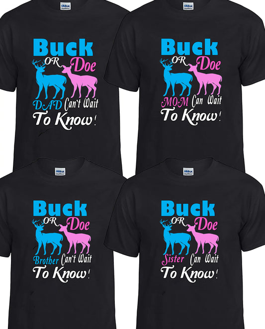 Is It A Buck or A Doe Personalized Couple/Family Shirt, Deer, Gender Reveal Party.