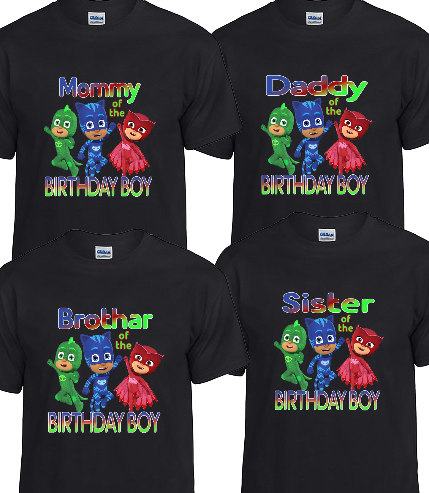 Personalized Family birthday shirt, PJ mask birthday shirt design, family design.